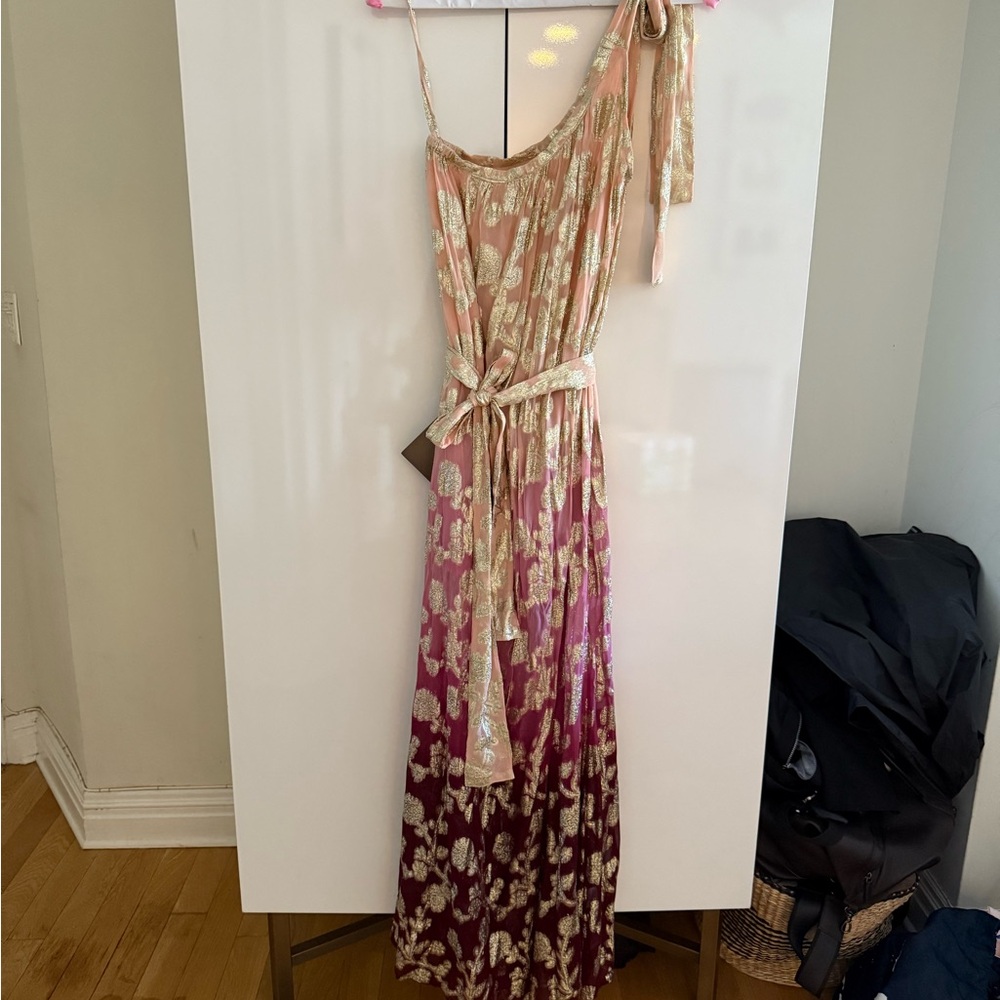 Miss June Paris One Shoulder Metallic Ombré Dress